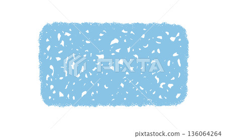 Wavy hand drawn chalk textbox in blue with scribble background and organic rectangle shape. Memo label or box for text, blank textured graphic element for creative card, abstract post or 136064264