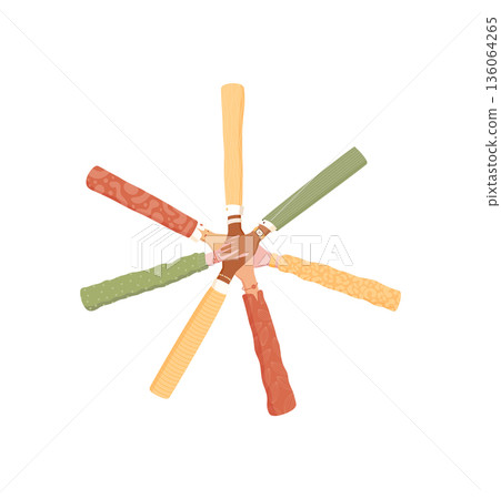 Colorful hands in solidarity gesture. Multicultural symbol of teamwork and community. Representation of people acting together in unity. Flat abstract style for social concepts. Colorful hands in solidarity gesture. Multicultural symbol of teamwork and community. Representation of people acting together in unity. Flat abstract style for social concepts. 136064265