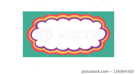 Groovy retro bubble scallop rectangle border with cartoon edge stands out as a playful shape. Bold y2k graphic uses background colors and border for frame or fun pop art element. Groovy retro bubble scallop rectangle border with cartoon edge stands out as a playful shape. Bold y2k graphic uses background colors and border for frame or fun pop art element. 136064388