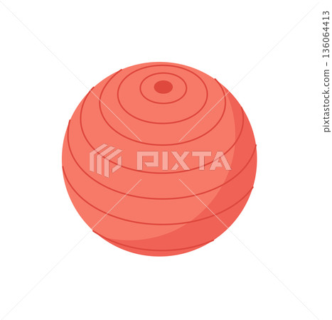 Flat fitness ball sticker with a minimal style. Ideal exercise equipment for gym, yoga, and workout routines. Supports healthy lifestyle and wellness training activities. 136064413