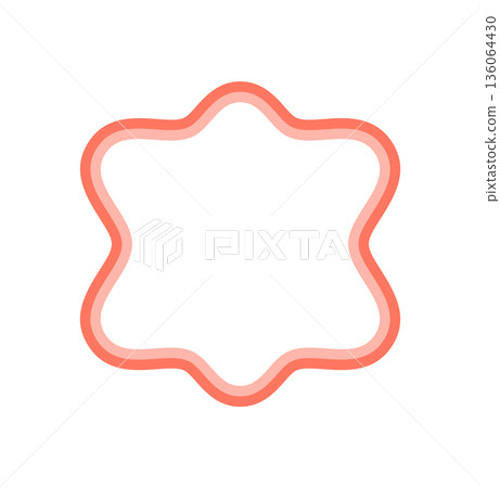 Groovy wavy retro outline frame shape creates a colorful curve border effect. This playful element forms an abstract background in a y2k graphic style, perfect for modern aesthetic uses and trendy 136064430