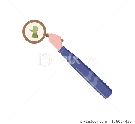 Hand holding circle like icon in cartoon graphic style. Positive gesture symbol displays vote, satisfaction, and feedback. Ideal for review, rate, and customer concepts in a modern visual context. 136064433