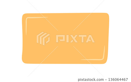 Hand drawn organic rectangle sticker has irregular fluid shape and warm color. Blob patch with blank area serves as background or text element, perfect for modern minimal note or playful label. 136064467