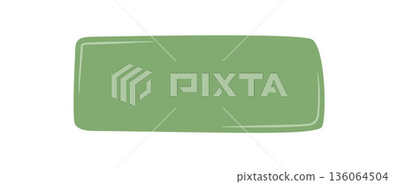 Hand drawn fluid box icon with organic shape and soft background. Green rectangle textbox and blob for quote or message, modern speech format handdrawn detail for distinctive label style. 136064504