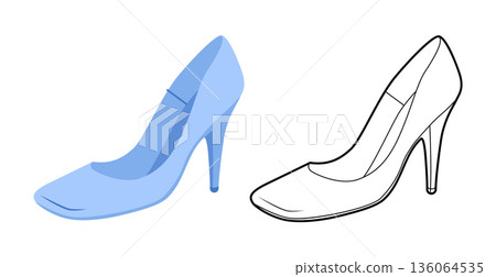 Pump women blue square toe heel flat plus line set. Modern dress footwear with clean lines for office, reception, Pump women blue square toe heel flat plus line set. Modern dress footwear with clean lines for office, reception, 136064535