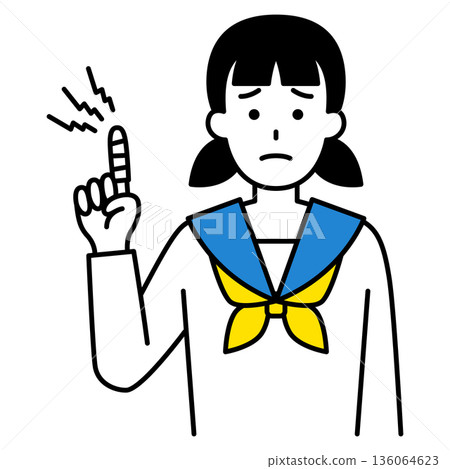 A female student with an injured finger 136064623