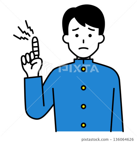 Male student with injured finger 136064626