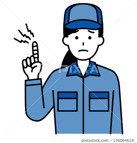 身穿工裝褲、手指受傷的女子 136064628