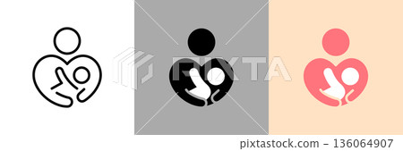 簡單的母乳哺育圖標 136064907