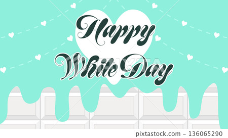 White Day material with mint green chocolate melting on a white chocolate bar White Day material with mint green chocolate melting on a white chocolate bar 136065290