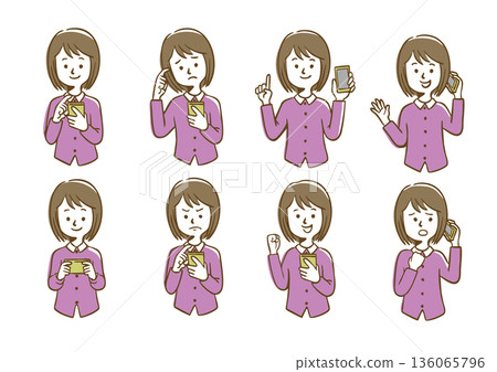 Woman operating a smartphone Woman operating a smartphone 136065796