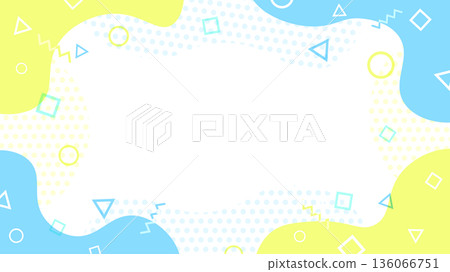 Geometric and dot fluid shape frame [light blue and yellow] 136066751