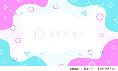 Geometric and dot fluid shape frame [purple and light blue] 136066752