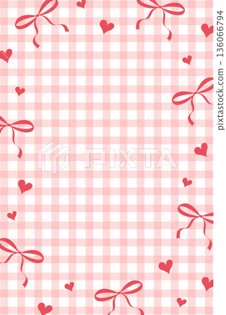 Red heart, ribbon and gingham check background illustration Red heart, ribbon and gingham check background illustration 136066794