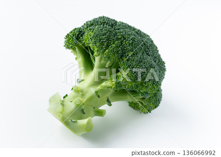 A single broccoli on a white background A single broccoli on a white background 136066992