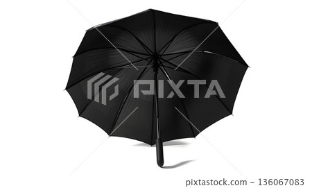 Classic Black Umbrella Isolated on White Background 136067083