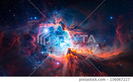 Colorful Cosmic Nebula Explosion in Deep Space 136067227