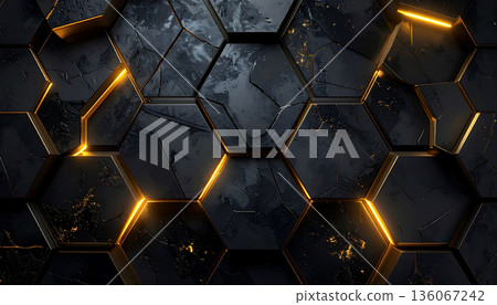Dark Hexagonal Abstract Technology Background Dark Hexagonal Abstract Technology Background 136067242