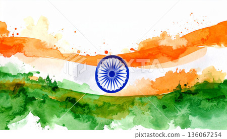 ndian Flag Watercolor Style Illustration ndian Flag Watercolor Style Illustration 136067254