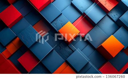 Colorful 3D Geometric Blocks Abstract Background Colorful 3D Geometric Blocks Abstract Background 136067260