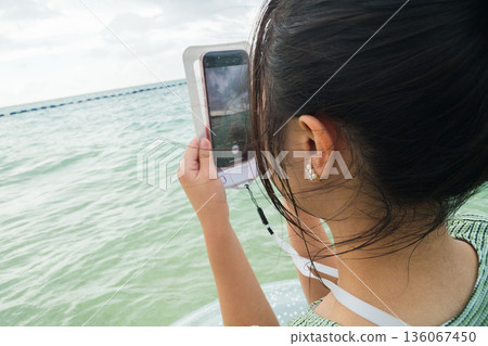 girl, blue water, ocean 136067450