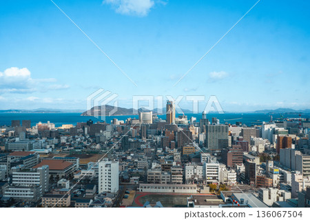 View of the Seto Inland Sea and Takamatsu cityscape View of the Seto Inland Sea and Takamatsu cityscape 136067504