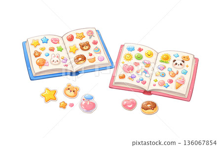 可愛的貼紙書和立體貼紙 136067854