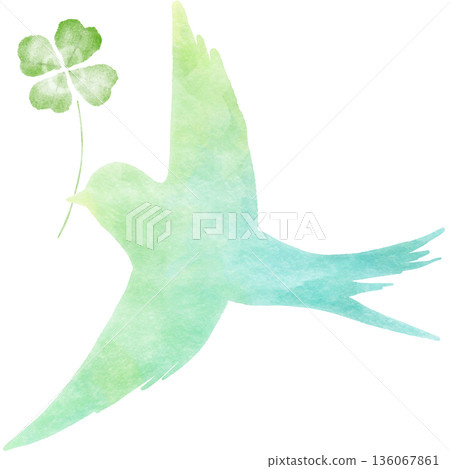 象徵幸福的藍鳥,三葉草水彩插畫,希望與好運的象徵 | 鳥,藍鳥,三葉草,水彩 象徵幸福的藍鳥,三葉草水彩插畫,希望與好運的象徵 | 鳥,藍鳥,三葉草,水彩 136067861