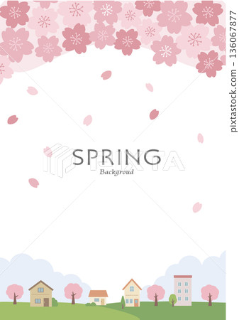 Spring background illustration, cherry blossom background, spring material, banner, vertical Spring background illustration, cherry blossom background, spring material, banner, vertical 136067877