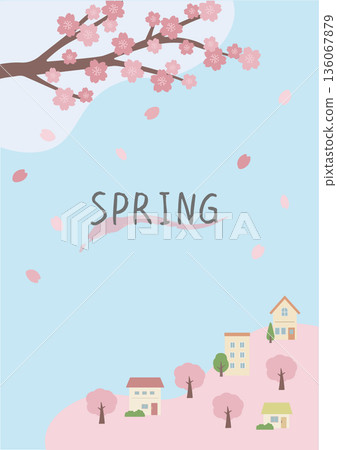 春季背景插圖,櫻花背景,春季素材,橫幅,直式 春季背景插圖,櫻花背景,春季素材,橫幅,直式 136067879