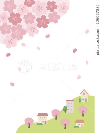 Spring background illustration, cherry blossom background, spring material, banner, vertical Spring background illustration, cherry blossom background, spring material, banner, vertical 136067883