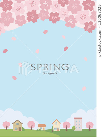 春季背景插圖,櫻花背景,春季素材,橫幅,直式 春季背景插圖,櫻花背景,春季素材,橫幅,直式 136068029