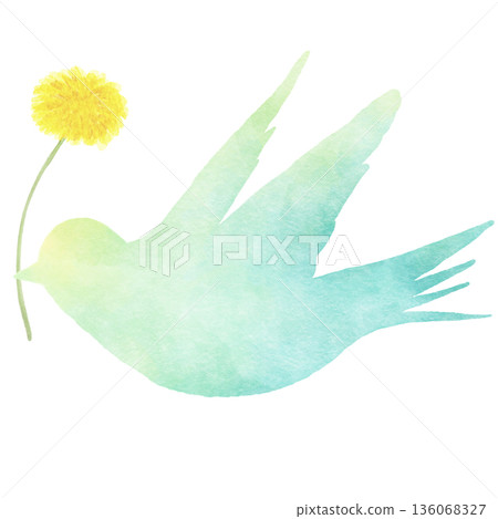幸福的藍鳥：春天的水彩象徵 | 鳥，藍鳥，蒲公英 136068327