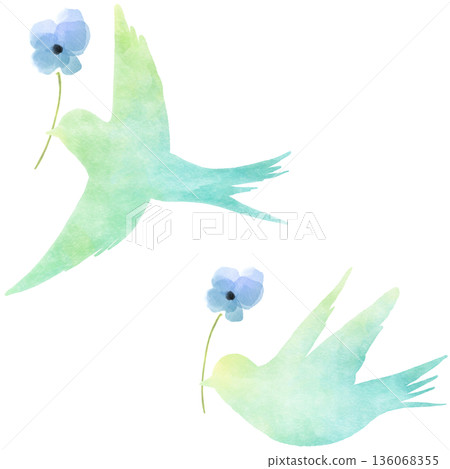 Happy Blue Bird and Blue Flowers: A healing and hopeful illustration drawn with watercolor touches | Bird, Blue Bird, Blue Flower, Watercolor Happy Blue Bird and Blue Flowers: A healing and hopeful illustration drawn with watercolor touches | Bird, Blue Bird, Blue Flower, Watercolor 136068355