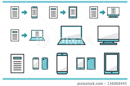 圖示圖示展示了主要透過雲端協作組織業務資料的數位設備和文件。 136068445