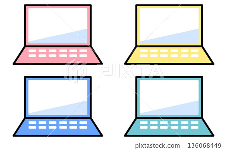 A laptop illustration with a blank screen that is easy to use for web service explanations and business DX materials A laptop illustration with a blank screen that is easy to use for web service explanations and business DX materials 136068449
