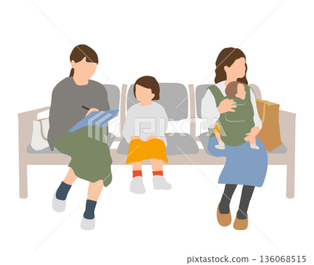 Mothers waiting with their children and babies - Waiting scene for visitors with children Mothers waiting with their children and babies - Waiting scene for visitors with children 136068515