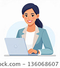 使用一台筆記本電腦的女人 136068607