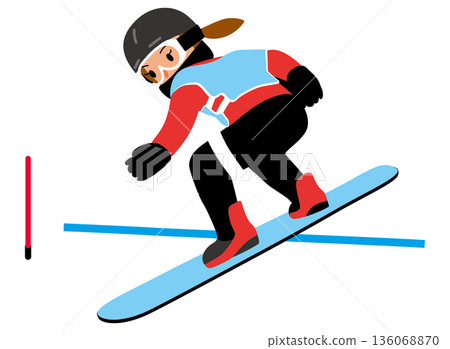 圖:一名女孩參加冬季運動比賽-單板滑雪障礙賽 01 圖:一名女孩參加冬季運動比賽-單板滑雪障礙賽 01 136068870