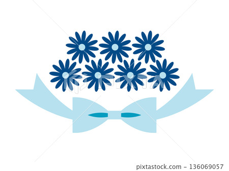 絲帶和非洲菊的平面插圖 136069057
