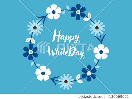 Blue flower wreath White Day illustration Blue flower wreath White Day illustration 136069061