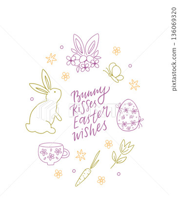 Hand drawn whimsy Easter poster Hand drawn whimsy Easter poster 136069320