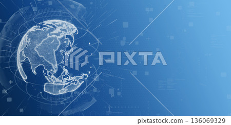 Global network and digital technology image background, horizontal visual for banners and advertisements 136069329