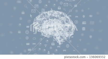 人工智慧/AI圖像背景橫幅視覺素材，適用於橫幅和廣告 136069332