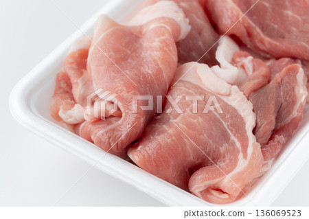 Close-up of raw pork thigh trimmings 136069523