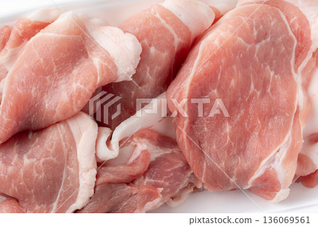 Close-up of raw pork thigh trimmings Close-up of raw pork thigh trimmings 136069561