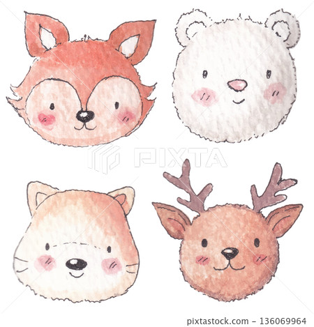 Watercolor Painting Woodland Animal Illustration Watercolor Painting Woodland Animal Illustration 136069964