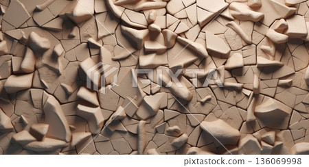 Mud crack soil surface background by generative AI tools 136069998