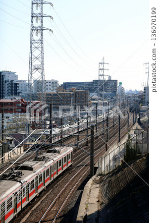 A railway that runs along the border between Tokyo and Saitama prefectures A railway that runs along the border between Tokyo and Saitama prefectures 136070199