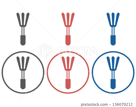 Simple line drawing icon of a rake (cleaning/collecting fallen leaves) Simple line drawing icon of a rake (cleaning/collecting fallen leaves) 136070212